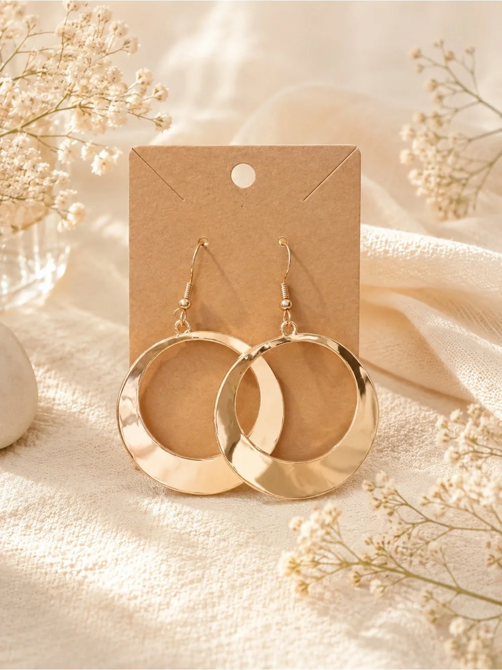 Gold Open Circle Dangle Earrings - Women Fashion Jewelry